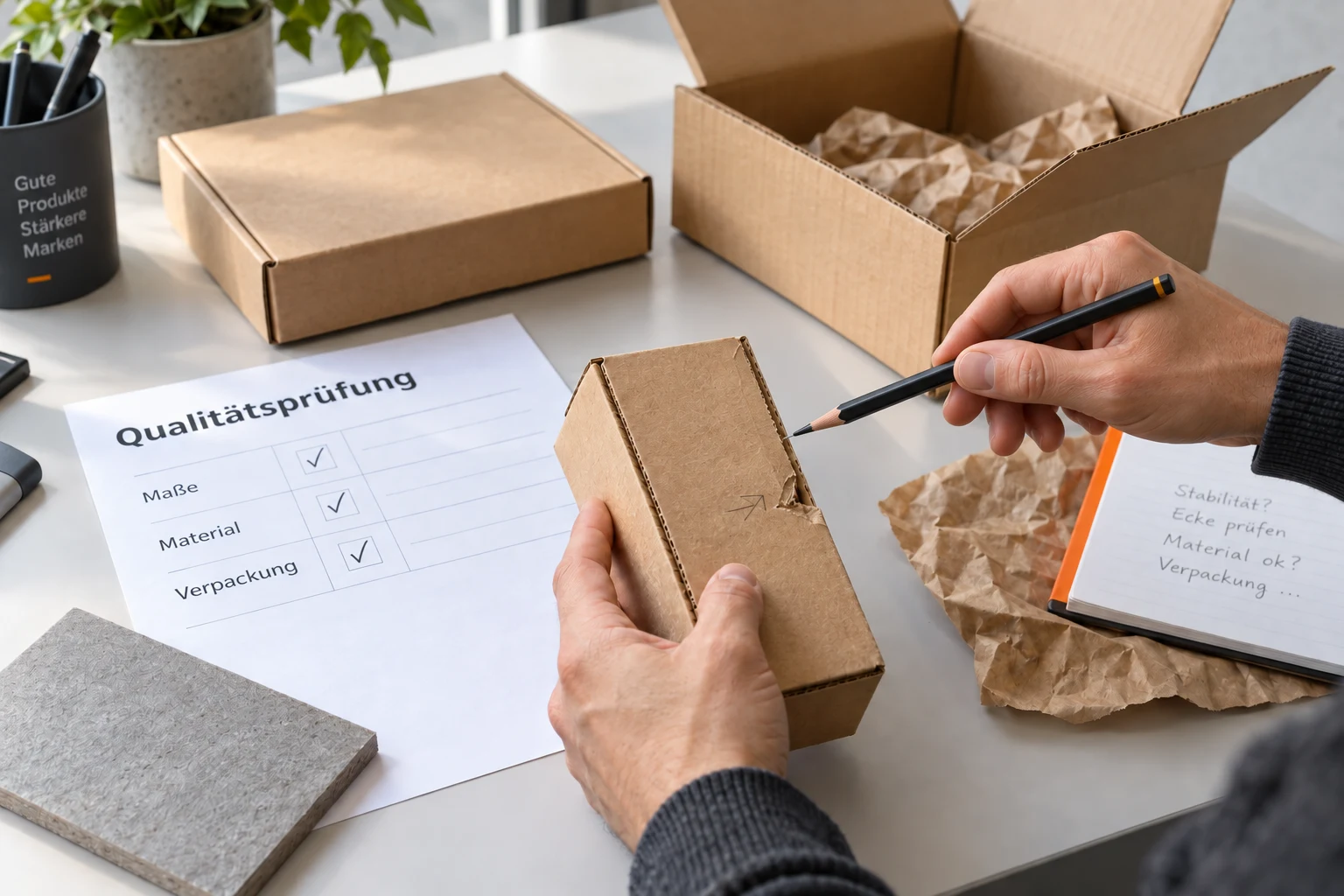 Redaktionelle Szene: Material, Maße und Verpackungszustand prüfen