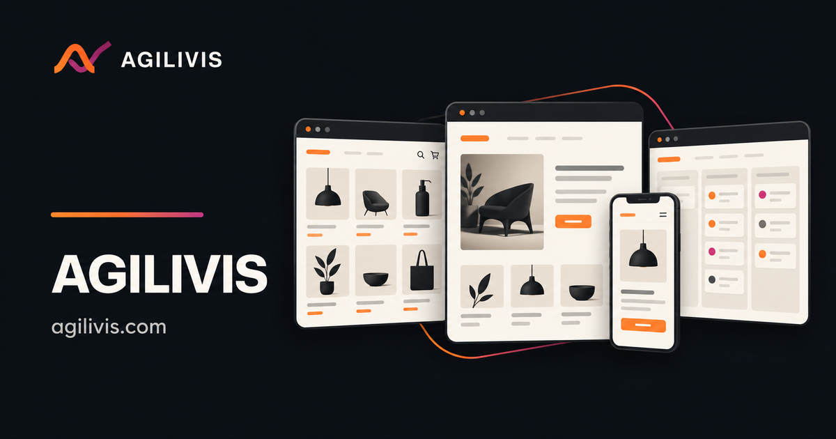 AGILIVIS-Markenmotiv mit Website, Shop und Portal